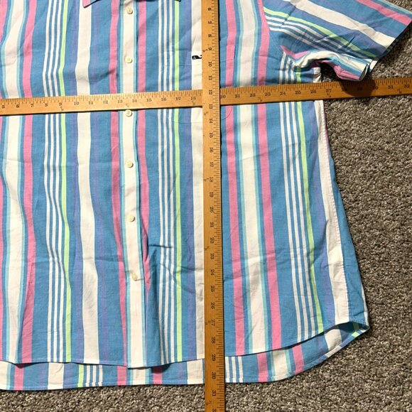 Vineyard Vines Men's Sz XXL Striped Short Sleeve Button-Down Multicolor Shirt - Picture 7 of 8